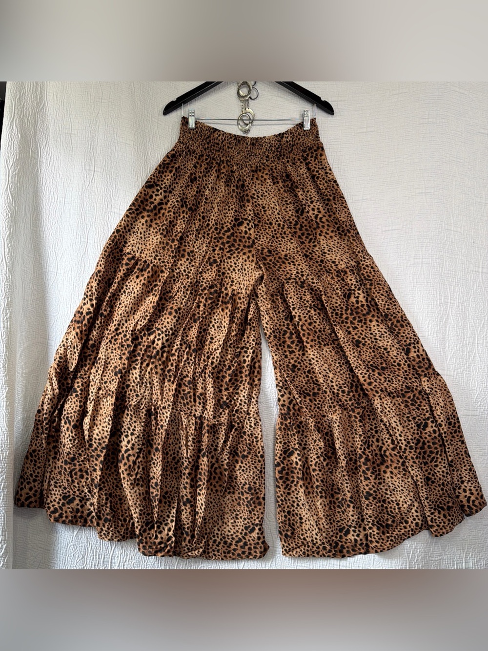 Aerie Party Pants Women Large Palazzo Leopard Print Super Wide Leg New with FLAW - Picture 12 of 16